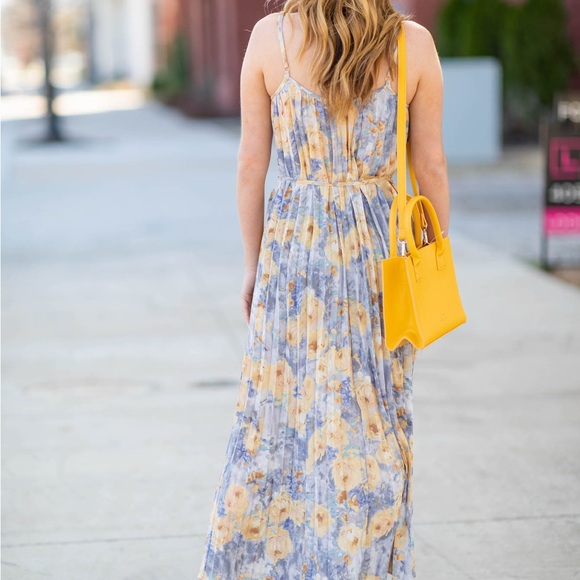 Bishop + Young Mara Pleated Floral Dress in Blue - Picture 3 of 8